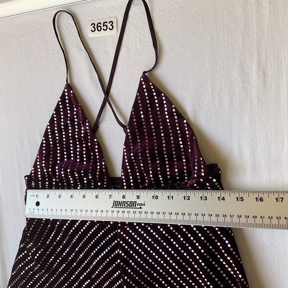 FOREVER 21 Women Party Dress size M Deep Cut Sleeveless Above Knee Sequin Purple - Picture 2 of 7